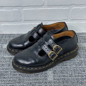 Dr. Martens Doc 8065 Black Leather Mary Jane Double Buckle Shoes Sz 5 12916